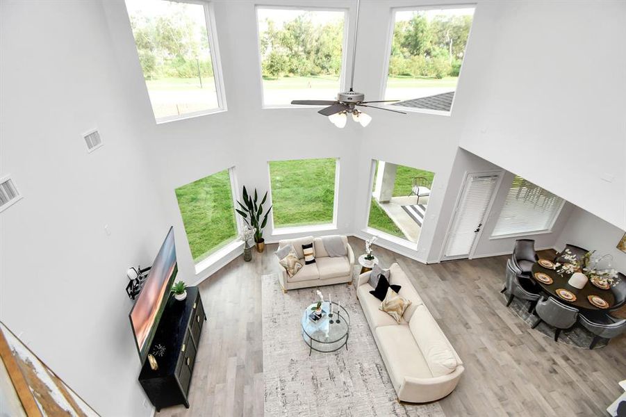 Another view of the bright andspacious living room.