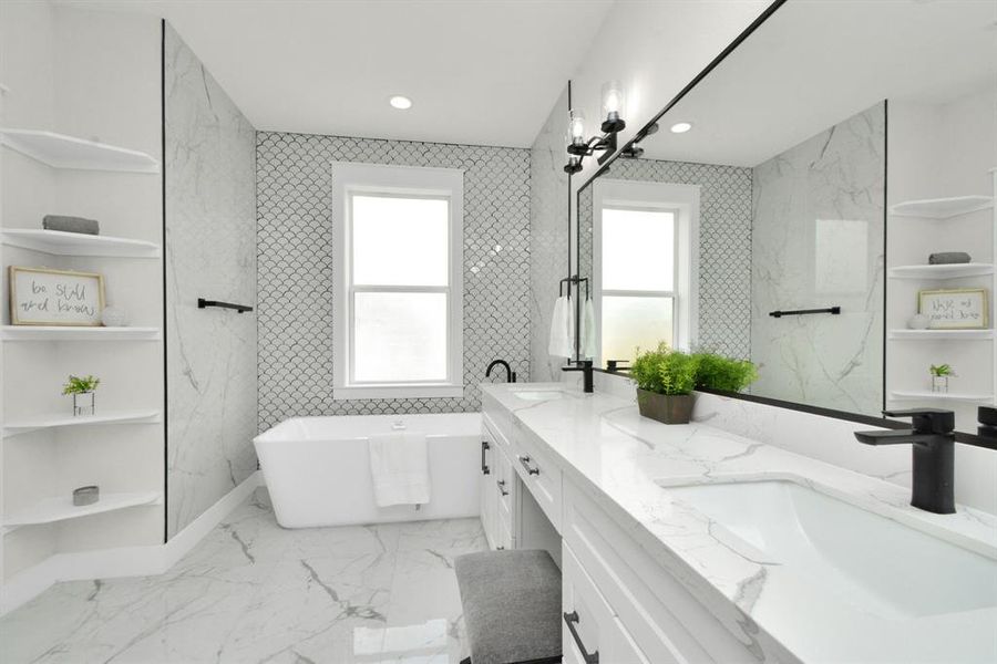 Primary bathroom: Spa-like retreat, modern design, tranquil ambiance, ultimate relaxation.