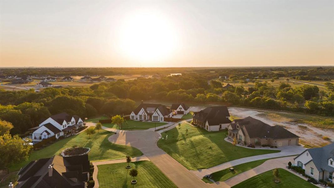 View of aerial view at dusk