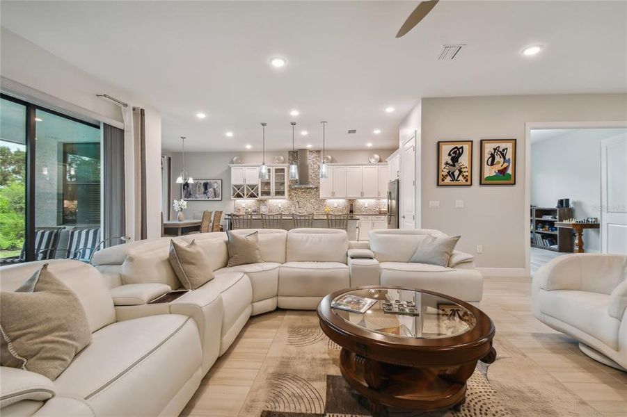 Kitchen open to living area