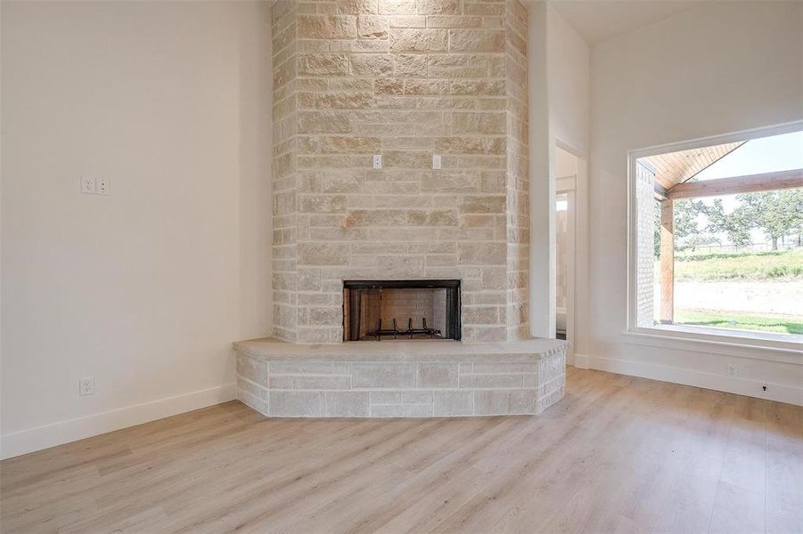 Details featuring hardwood / wood-style floors and a fireplace