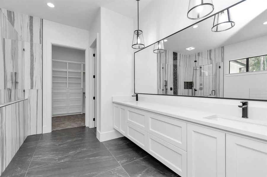 Ensuite Master Bath with Dual Vanities and Designer Finishes