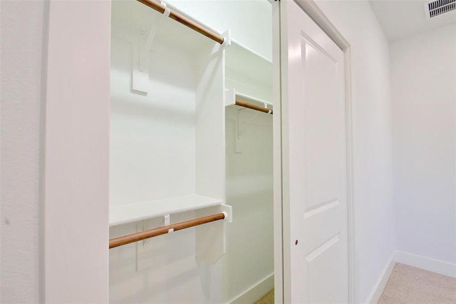 Spacious closet with carpet flooring