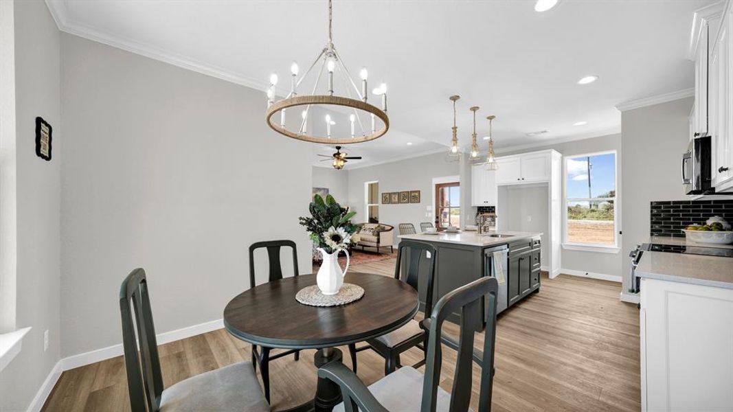 Semi-private dining room just off the open concept kitchen.