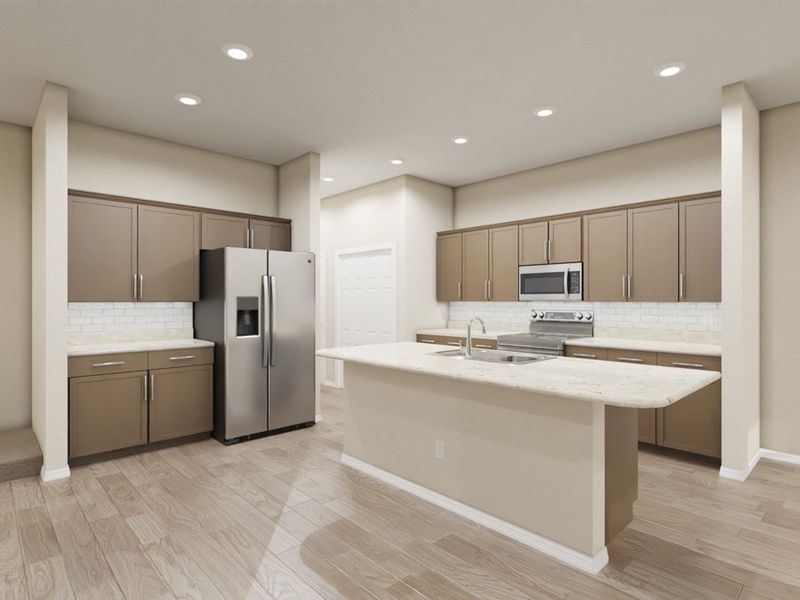 You will love your new kitchen with a counter-height island and pantry. (Artist`s rendering)