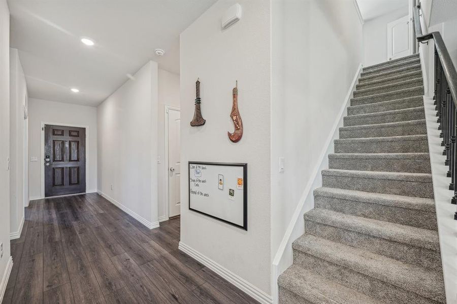 Entryway with dark hardwood / wood-style floors