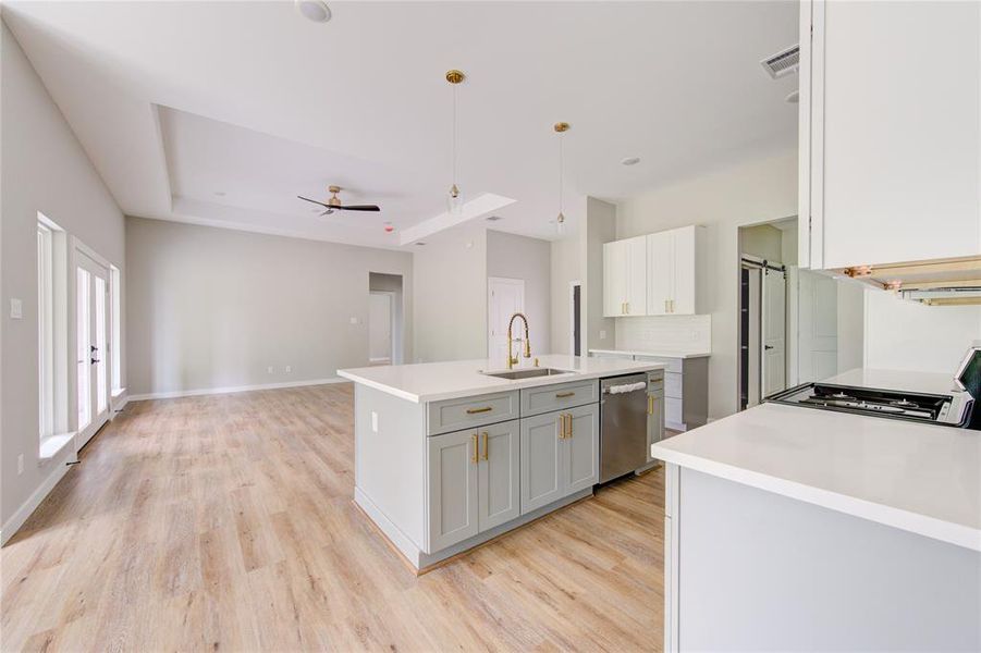 Looking back towards  the kitchen and den