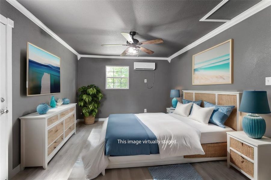 This shows you a virtually staged bedroom for your design ideas and shows you just how much room is available   You are going to love having this extra space for renting, guests, family, mother-n-law etc.
