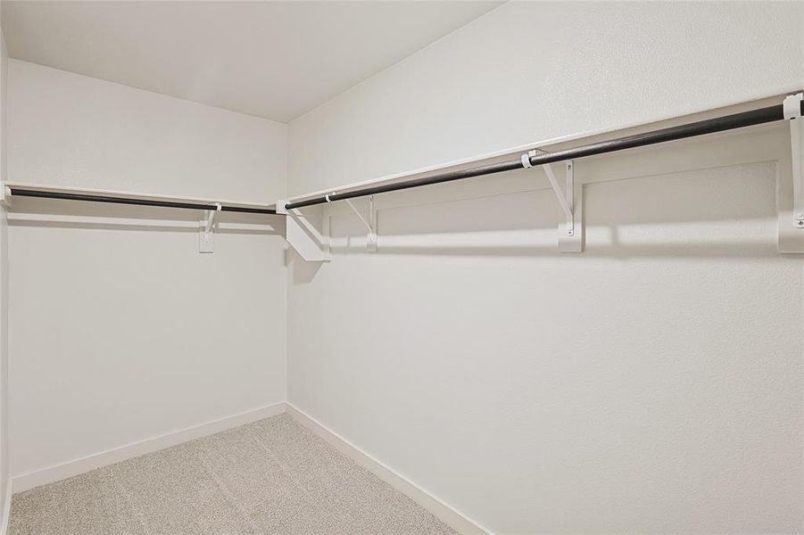 Spacious closet with carpet floors