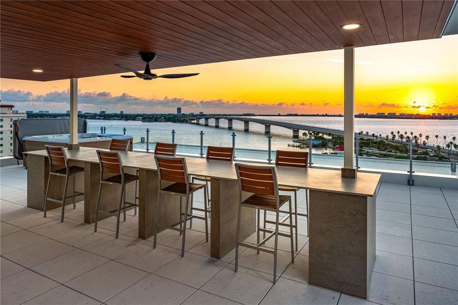 West facing shared rooftop with spectacular sunsets.