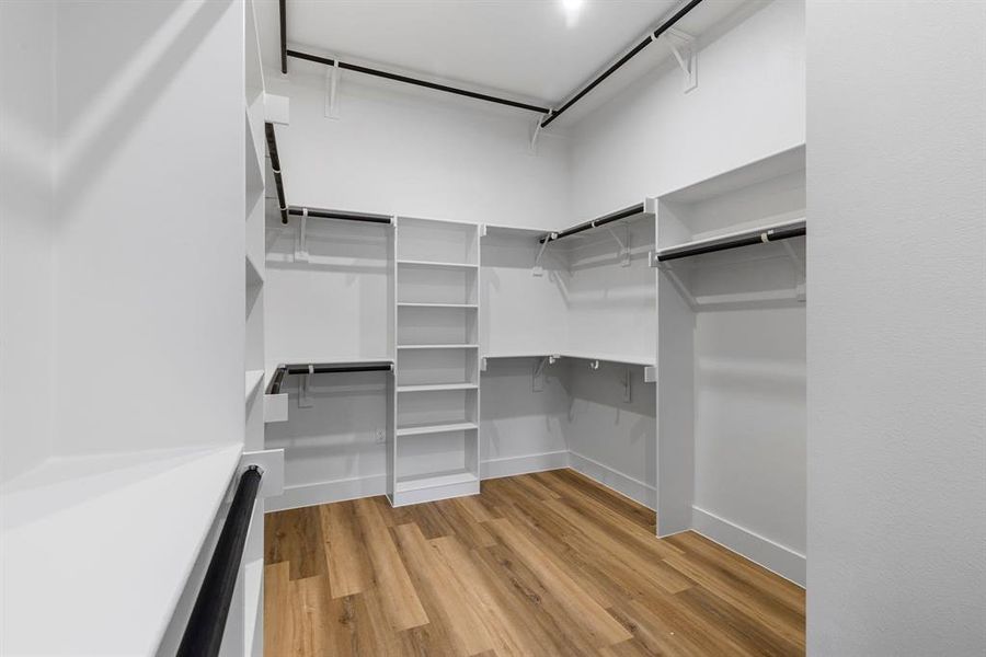 Spacious closet featuring light hardwood / wood-style flooring