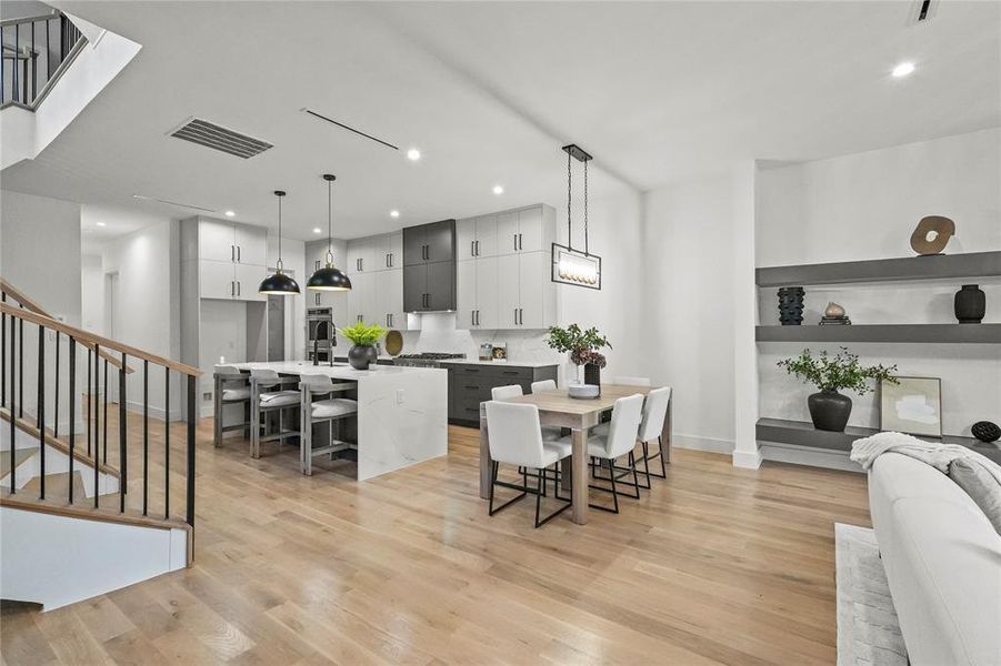 Dining space featuring light hardwood / wood-style floors