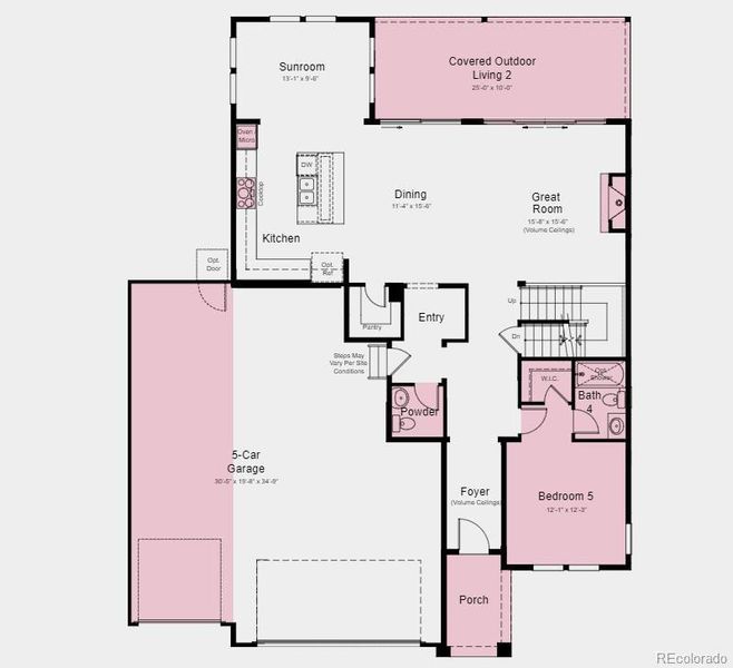 Structural options added include: unfinished basement, 5 car garage, fireplace, 8' x 12' sliding glass door to covered outdoor living, walk in showers in baths 3 and 4, first floor guest suite.