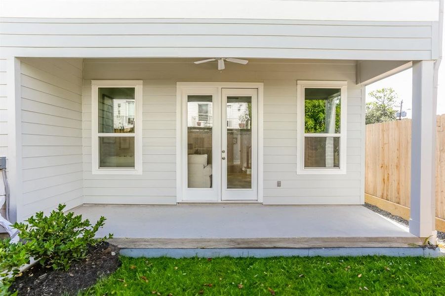 Quaint covered patio for you to enjoy.