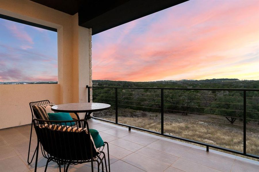 upstairs patio space offers amazing Hill Country views