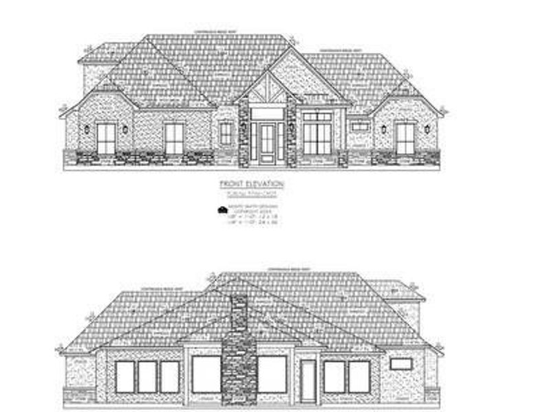 DESIGNER RENDITION -THIS PLAN WILL BE BRICK AND BATTEN SIDING AND NO STONE - BUILDER HAS CHANGED ENTRY TO DOUBLE DOORS AND RELOCATED PATIO FIREPLACE TO OPEN UP VIEW OF BACK YARD