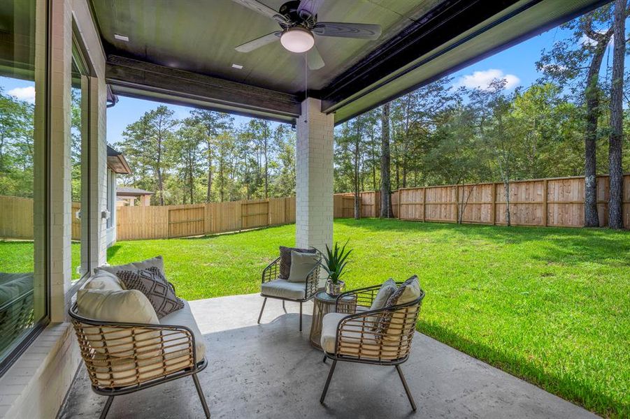 Enjoy your morning coffee while taking in the serene views form your private covered patio.