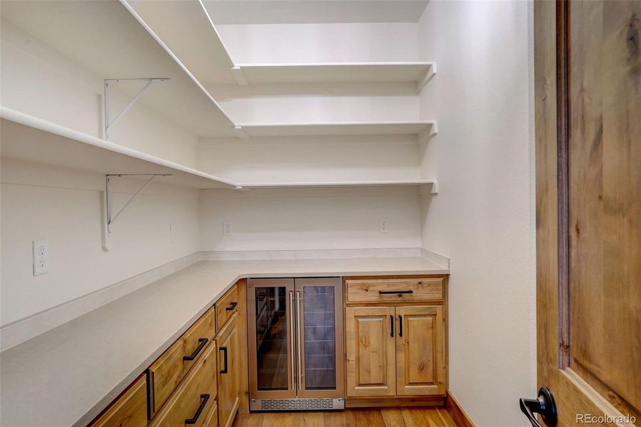 HUGE Walk-In Pantry Boasts a Beverage Fridge, More Cabinets and Extra Quartz Countertops