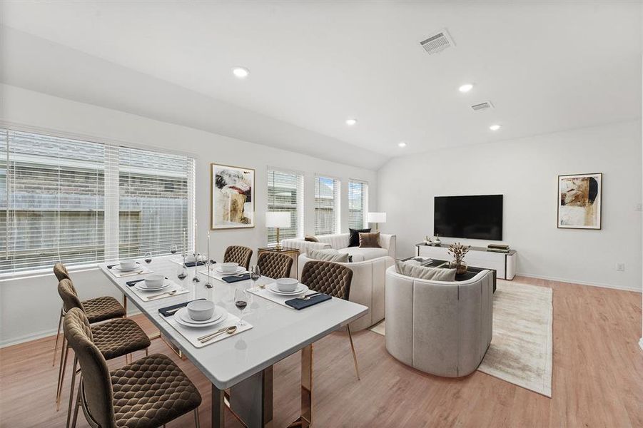 Virtually Staged Dining area & living room