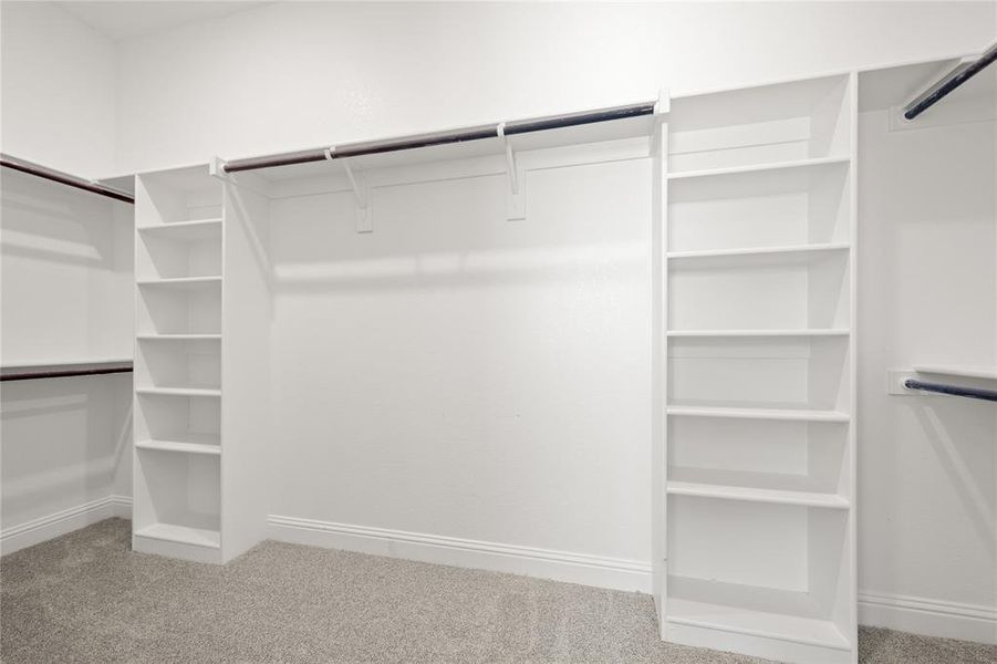 Walk in closet with carpet flooring