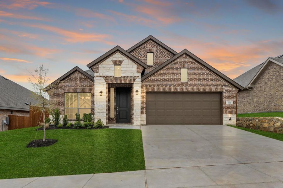 Elevation D with Stone | Concept 2065 at Hunters Ridge in Crowley, TX by Landsea Homes