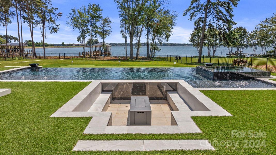 Sunken Firepit with Pool Bar Seating