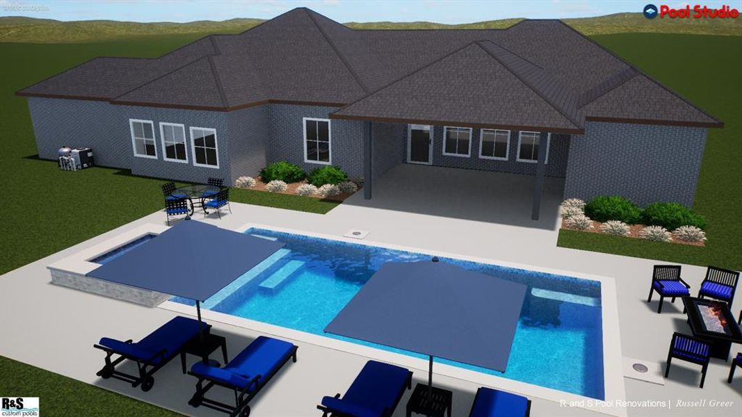 Virtual View of swimming pool featuring outdoor lounge area and a patio area