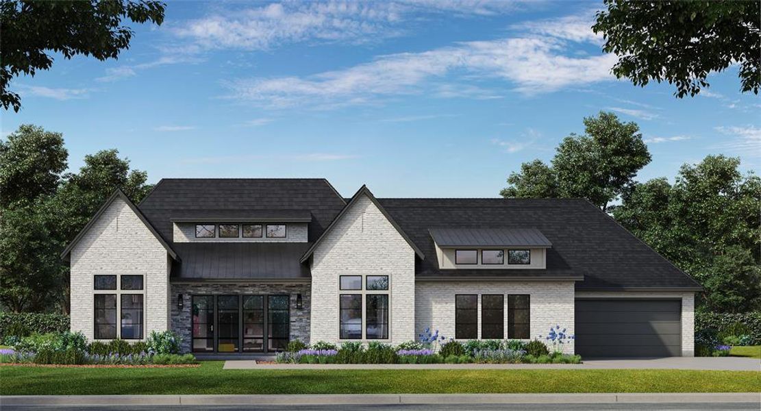 Jamestown Estate Homes contemporary one-story home, located in The Estates at Summerhouse Lake. This estate home section in Sienna has 100' wide homesites and a nearby lake.