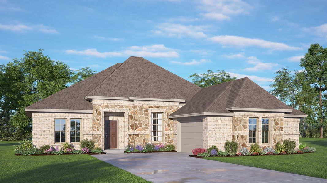 Elevation B with Stone | Concept 2267 at Lovers Landing in Forney, TX by Landsea Homes