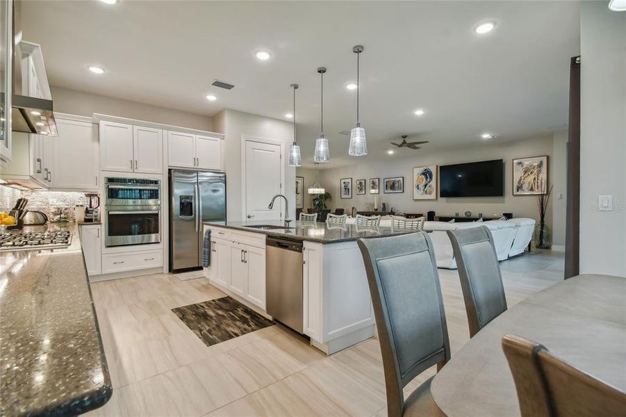 Owner "bumped out" the kitchen to enable the addition of a casual dining area.