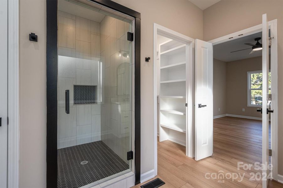 Stunning shower with custom tile work.