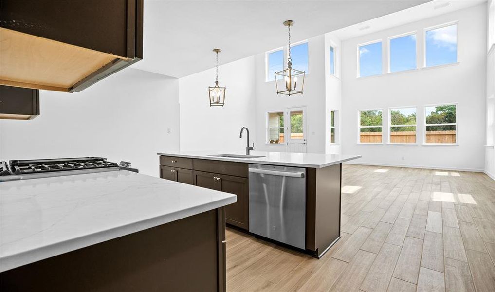 Kitchen overlooks great room