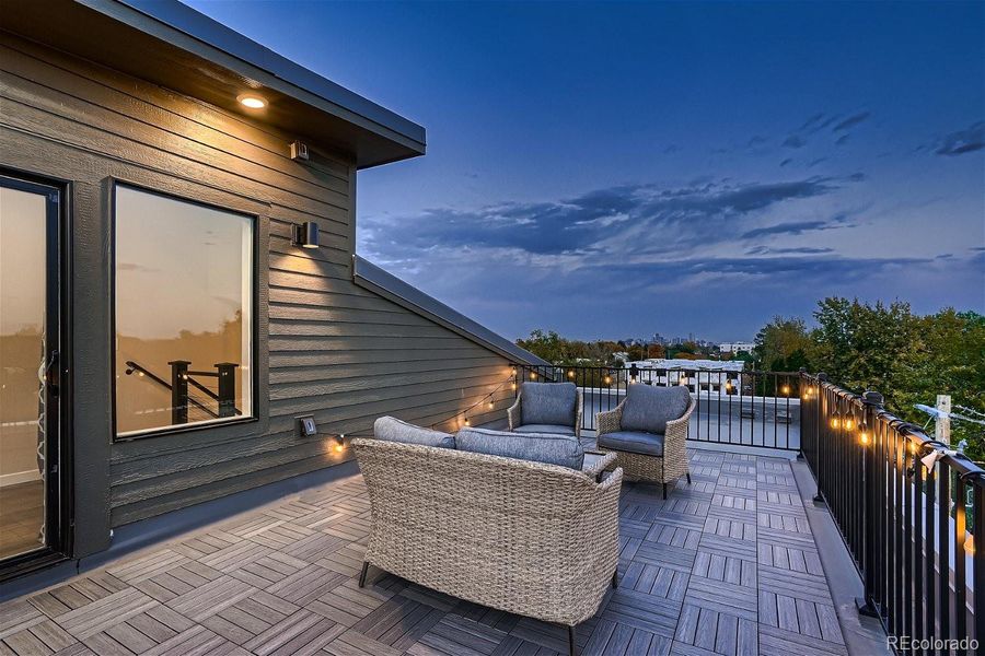ROOF TOP DECK HAS VIEWS OF BOTH MOUNTAINS TO THE WEST & DOWNTOWN DENVER VIEWS TO THE EAST
