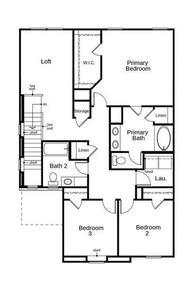 This floor plan features 3 bedrooms, 2 full baths, 1 half bath, and over 1,800 square feet of living space.