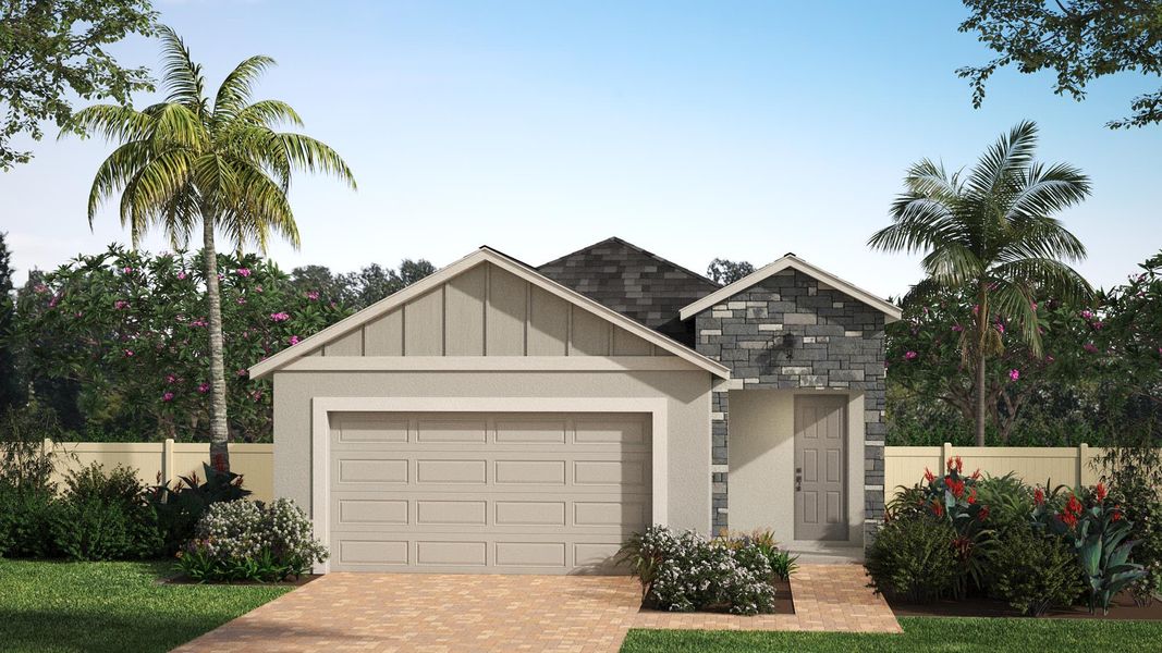Modern Farmhouse Elevation | Azalea | The Gardens at Waterstone | New Homes in Palm Bay, FL | Landsea Homes