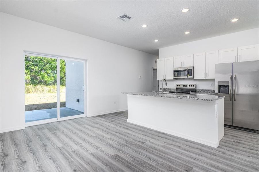 Breakfast bar overlooking the family room.