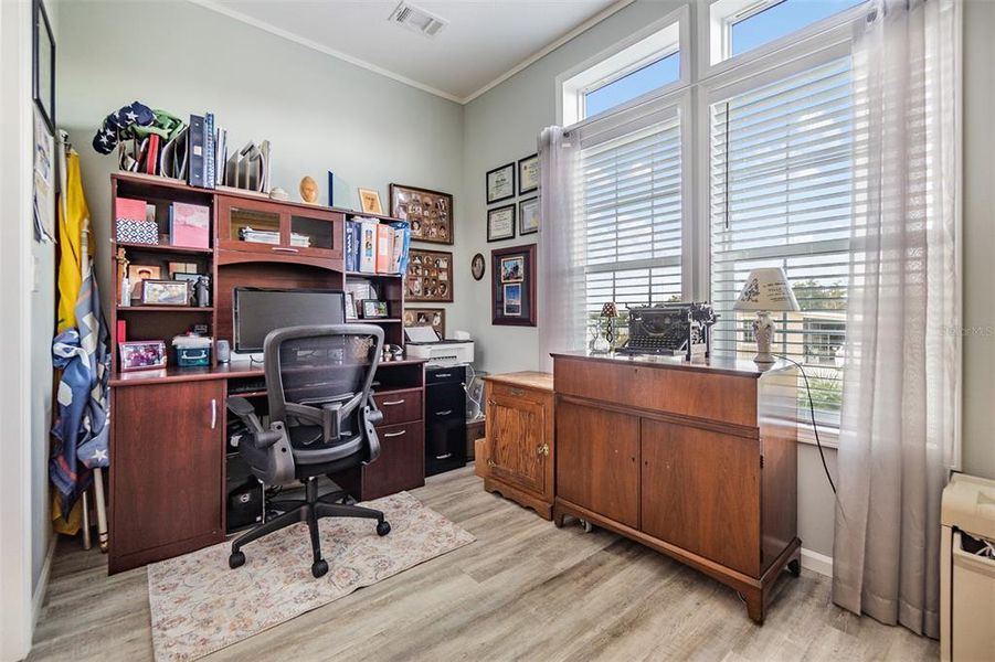 FLEX SPACE off Great Room can be 3rd bedroom, Den or OFFICE with views of front lawn