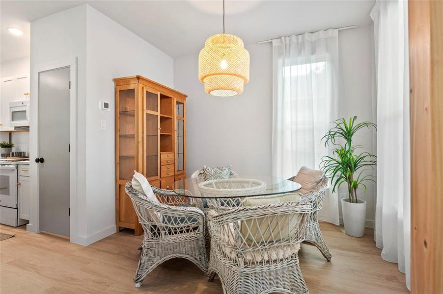 Dining area featuring light hardwood / wood-style floors