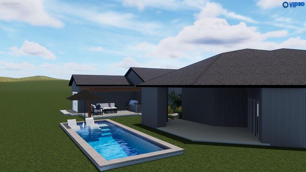 Rendering of what pool and home will look like when completed.