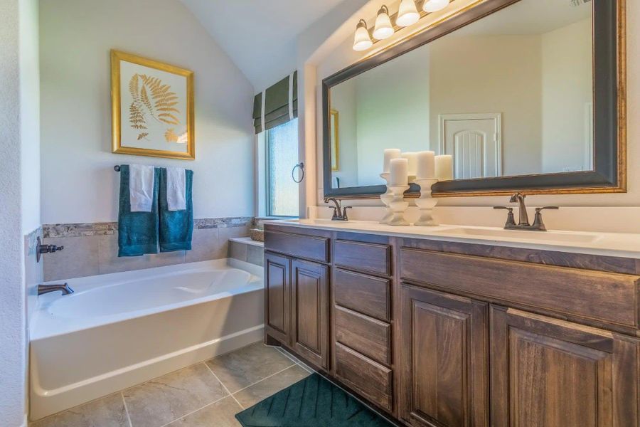 Primary Bath | Concept 2379 at Abe's Landing in Granbury, TX by Landsea Homes