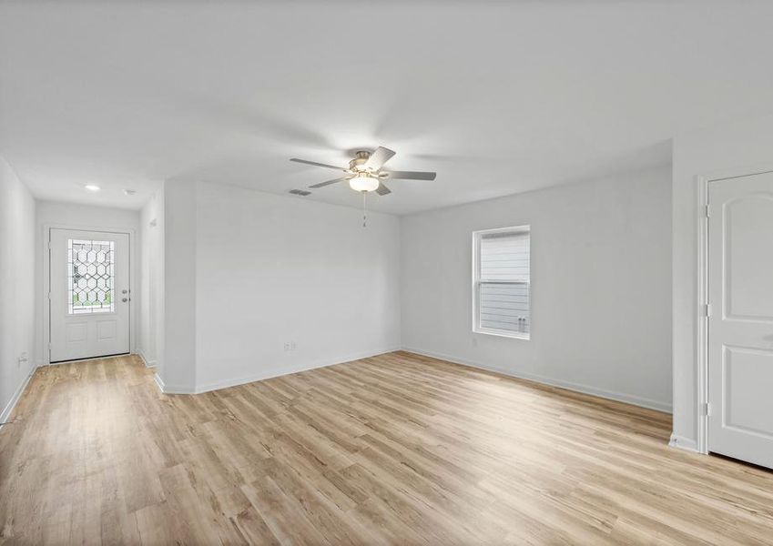 A foyer leads to the family room