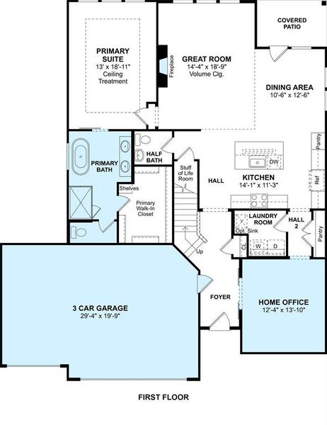 The Omaha floor plan by K. Hovnanian Homes. 1st Floor Shown. *Prices, plans, dimensions, features, specifications, materials, and availability of homes or communities are subject to change without notice or obligation.