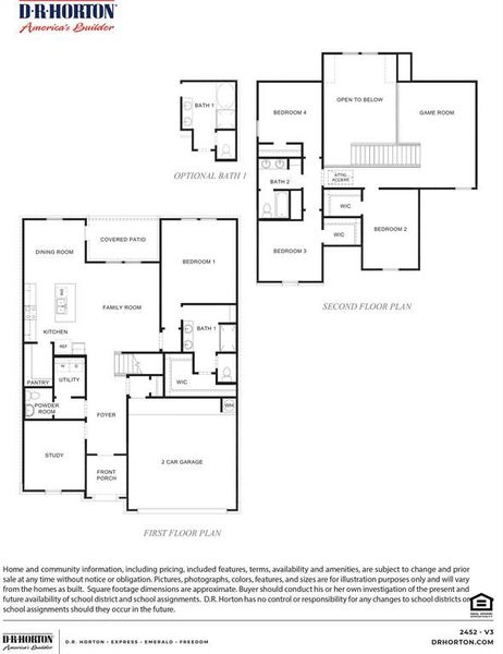 The Texoma Floor Plan by D.R. Horton! This Home has it all! Study for that Home Office! Owner's Suite downstairs with Spa Like Bathroom! Dramatic Gourmet Kitchen with Dramatic Stunning Tall Shaker Cabinets Painted Cabinets with Crown molding, Stainless Steel Whirlpool Appliances(microwave, dishwasher & gas range) • Moen Chrome Faucet with Pull-Down Spout, Gorgeous Quartz Vanity Counters, Tile Backsplash, Huge Eat In Island with Deep Undermount Sink, DuPure Drinking Water Filtration System and more!