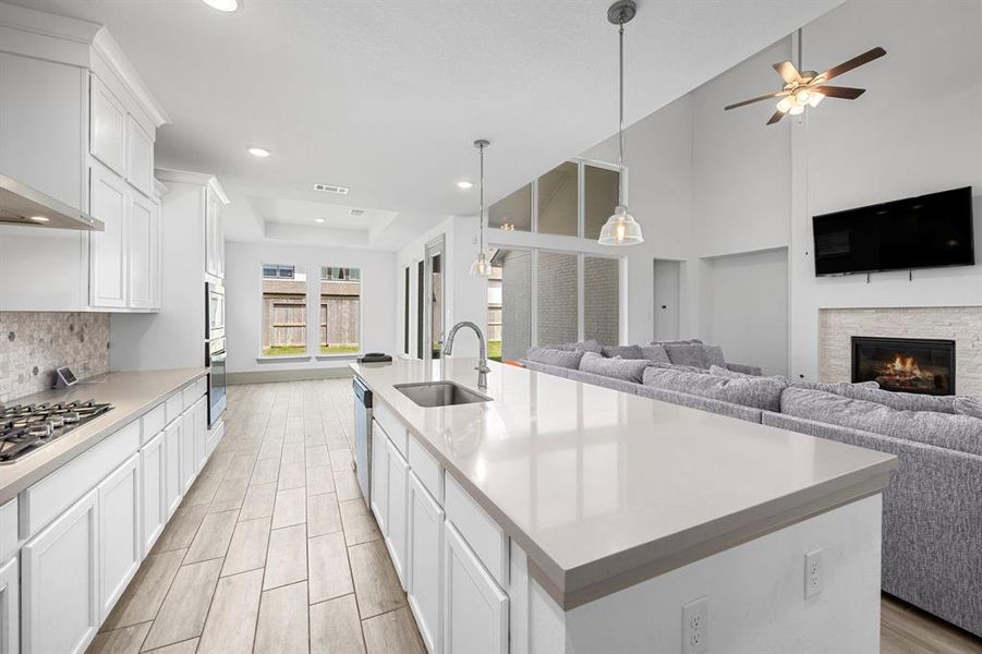 Counters and cabinets abound in this gourmet kitchen. Plenty of room for cooking, serving and entertaining.