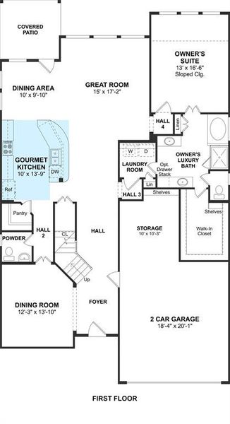 The Easton II floor plan by K. Hovnanian Homes. 1st floor shown. *Prices, plans, dimensions, features, specifications, materials, and availability of homes or communities are subject to change without notice or obligation.