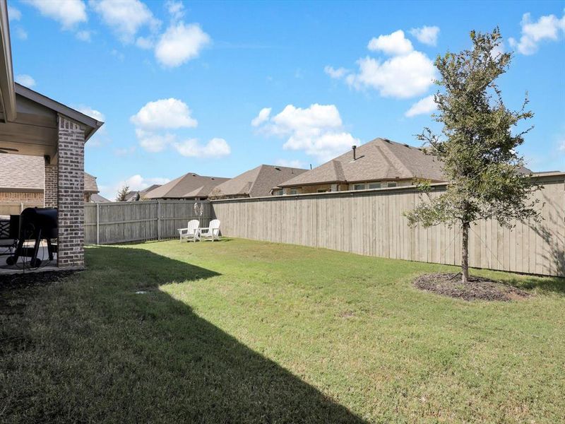 Your fully fenced backyard offers greenspace to make it your own.