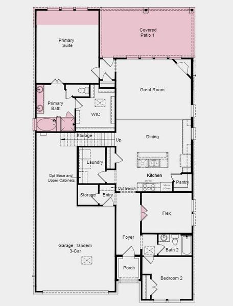 Structural options added: Extended Primary Suite and Covered Patio, Double Doors at Flex Room, Media Room, 4th Bath Added, and Slide in Tub in Primary Bath.
