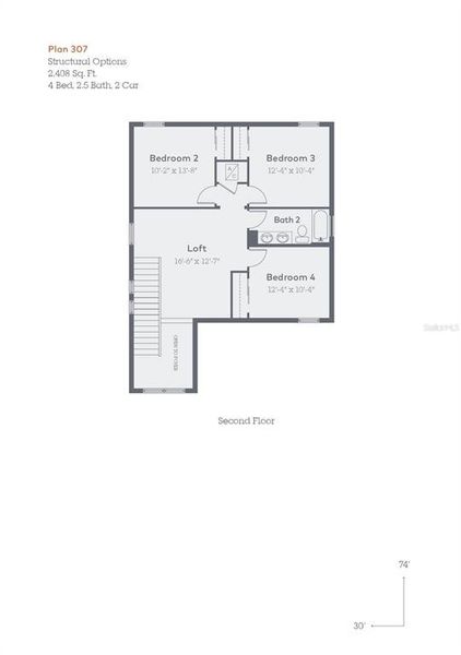 Second Story Floor Plan Model 307