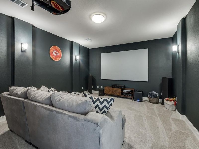 Home theater with carpet