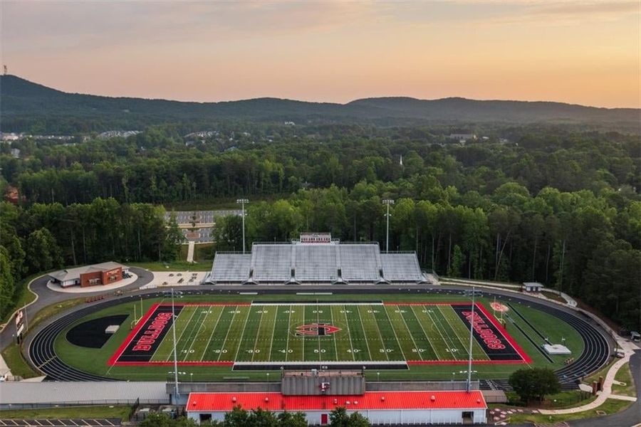 Local football field with a spectacular view of the Sawnee mountains.